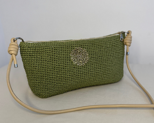 Bolso Roma rafia verde hecho a mano Nodo Accesorios