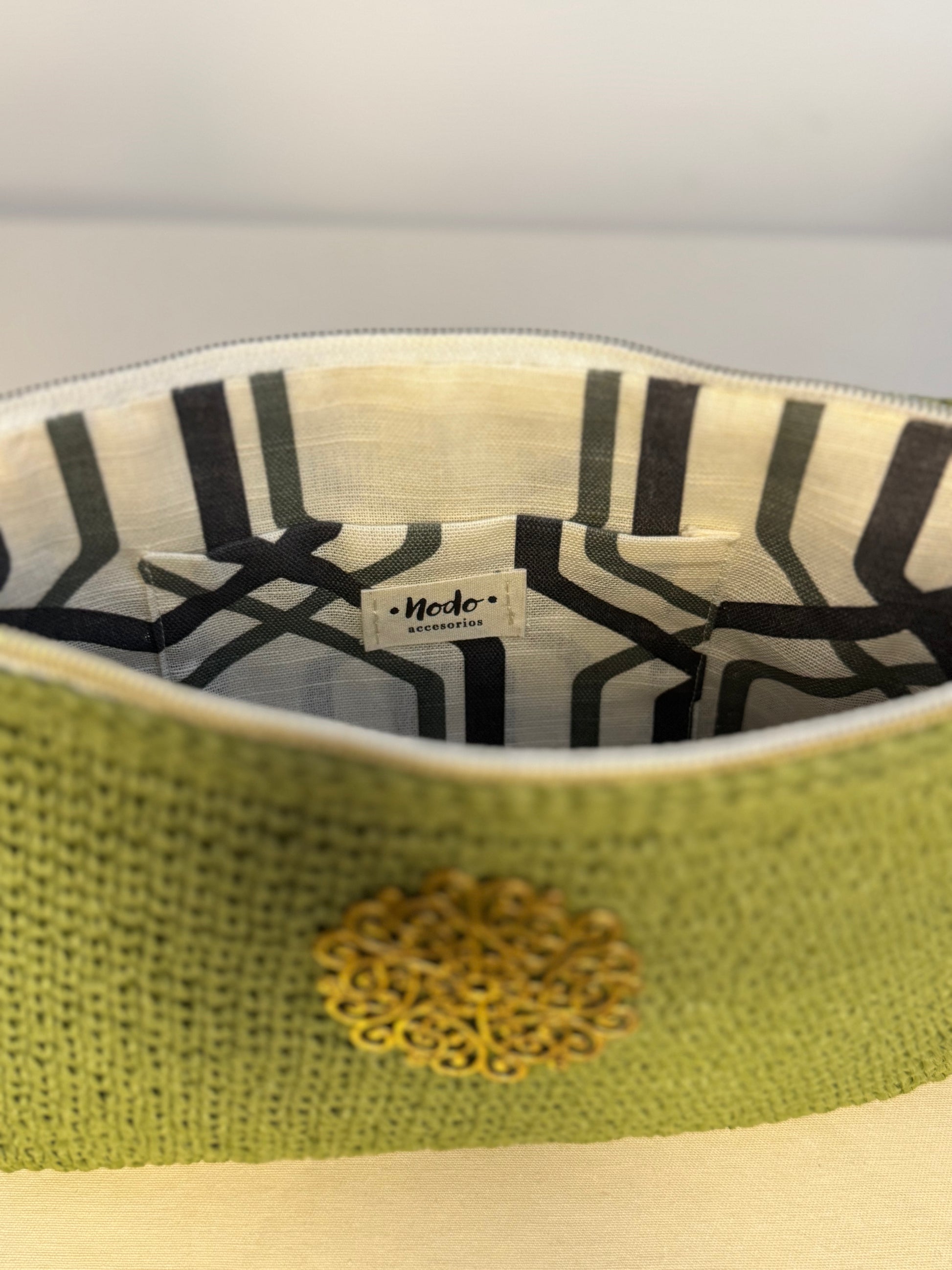 bolso Roma rafia verde hecho a mano Nodo Accesorios