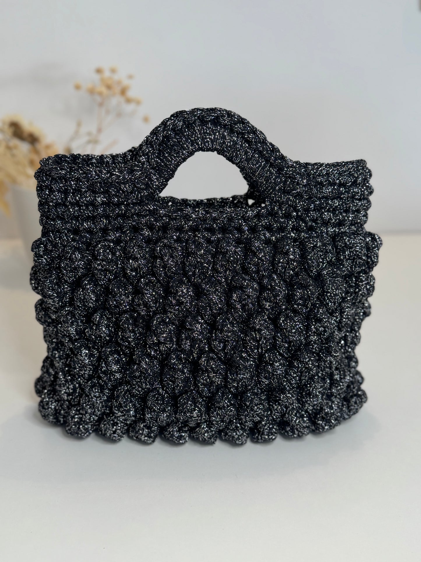 bolso eco-friendly negro textura burbuja sparkle Nodo Accesorios
